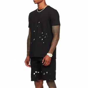 Superb Custom Screen Print Unisex Sweatsuit Short Sleeve Cotton Men 2 Piece Summer Short <b>Set</b> Plain T Shirt Shorts <b>Set</b> - Product Image 3