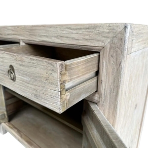 Aparador Artesanal Rústico de Madeira Maciça com <span class=keywords><strong>2</strong></span> Gavetas e 4 Compartimentos, Acabamento em Grão Natural, Móvel para Sala de Estar - Product Image 3