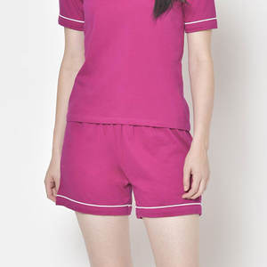 Conjunto de Shorts de Verano para Mujer en Algodón de Alta Calidad, Resistente al Sudor, Estilo Moderno, Color Sólido, Manga Corta - Product Image 6