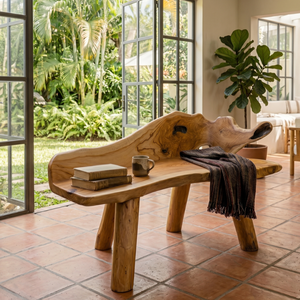 Banco de Raíz de Teca Rústico, Muebles de Patio Hechos a Mano para Casa, Villa o Resort, Madera Única ARTERRA de Lujo Premium - Product Image 4