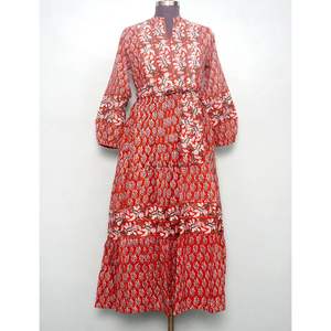 Summer Vintage Design Floral Print Short Sleeve New <b>Dress</b> Women Casual Cotton Midi Belt <b>Dresses</b> Wholesale and Manufacture - Product Image 3