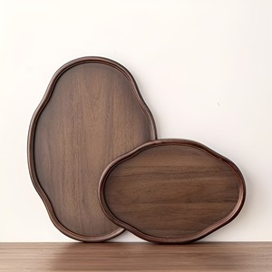 Juego de 2 bandejas de madera personalizadas de alta calidad con acabado en nogal para servir en el hogar, hoteles, restaurantes y bodas. - Product Image 3