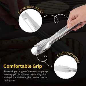 Pinzas para Alimentos de Acero Inoxidable Resistentes Bold Blossom, Juego de Más de 20 Piezas, Mangos Recubiertos de Vinilo, Utensilios Duraderos para Barbacoa y Cocina - Product Image 2