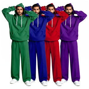 Ensemble de survêtement oversize pour homme, sweat à capuche uni et pantalon de survêtement large, 2 pièces, streetwear décontracté, vente en gros - Product Image 2