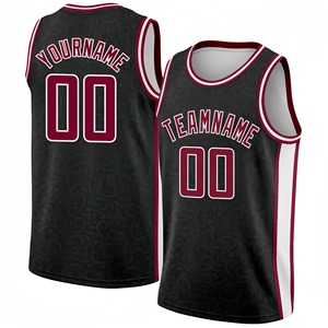 Maillot de basketball personnalisé noir et rouge, imprimé par transfert thermique, 100 % polyester, durable, débardeur unisexe pour adulte, respirant, toutes tailles - Product Image 4