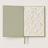 Carnet de notes LABON Custom Meadow Whisper Journal, couverture rigide, esthétique botanique florale, agenda hebdomadaire, journal de gratitude, texture lin.
