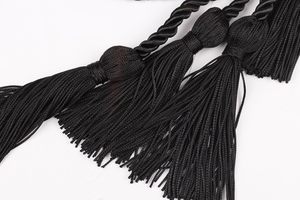 Cordon torsadé noir avec pompons pour vêtements, 100% polyester, style classique, prix abordable et service OEM - Product Image 2