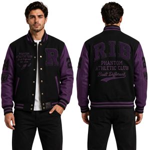 Chaqueta Universitaria Verde Bosque con Mangas Blancas en Contraste, Diseño Sencillo, Premium, 100% Lana, Ribete de Lana, Chaqueta Letterman - Product Image 3