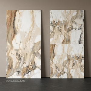 Dalles de marbre artificiel en porcelaine 1200x2400mm pour murs de salle de bain de luxe et revêtements de sol de centres commerciaux - Product Image 1