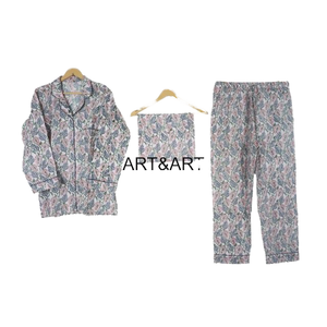 Vestido de algodón estilo Kimono para mujer de alta calidad, ropa de dormir con estampado de letras para el hogar, conjunto de pijama azul de verano verde de bambú de manga corta - Product Image 4