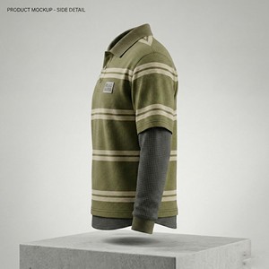 Men Streetwear Layered for <b>Shirt</b> Set Two Piece <b>Waffle</b> Knit Short Sleeve Boxy Striped for Over <b>Shirt</b> 100% Cotton Print - Product Image 2