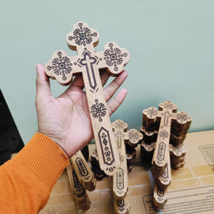 Handcrafted <b>Wooden</b> Cross Engraved Religious Wall Hanging Spiritual Art Elegant Home Decor <b>Gift</b> for Living Room - Product Image 4