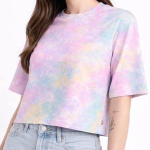 Women's Short Sleeve Cotton Jersey T-Shirt Casual Solid Color Regular Fit Knitted Plain Dyed <b>Top</b> - Product Image 3
