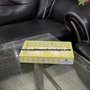 ถาดเสิร์ฟตกแต่งลายเรขาคณิตแบบฝังกระดูก ถาดตกแต่งโต๊ะรูปสี่เหลี่ยมผืนผ้า สำหรับบ้าน โรงแรม ร้านอาหาร - Product Image 4