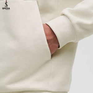 Embroidered 100% Cotton Regular Sleeve <b>Zip</b>-<b>Up</b> Lined Fleece 300g Men's <b>Cropped</b> Pullover <b>Hoodie</b> High Quality - Product Image 6