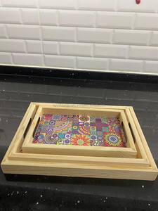 Plateau rectangulaire en bois de saule pour ottoman, plateau de petit-déjeuner en bois, plateau de service en bois antidérapant en provenance d'Inde - Product Image 4