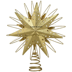 Creative Handcraft Gold-Finished Iron Metal Star Shape <b>Tree</b> <b>Topper</b> Modern Style Blank Sublimation Factory Wholesale - Product Image 1