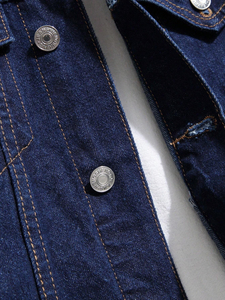 Good Quality <b>Men's</b> Denim <b>Jacket</b> <b>Long</b> Sleeve Single Button <b>Jacket</b> Regular Fit Multi-pockets Breathable Low Price <b>Men's</b> <b>Jackets</b> - Product Image 4