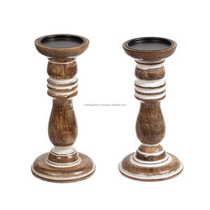 Bougeoirs élégants en bois de manguier faits à la main bougeoir lanterne de Noël en gros en vrac pour les paramètres de table de vacances - Product Image 3