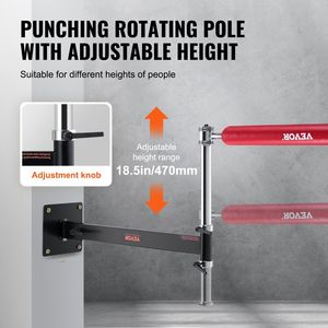 Gants d'entraînement de vitesse de frappe réglables, barre de frappe murale rotative rouge, barre de boxe réflexe, machine d'entraînement de boxe - Product Image 3