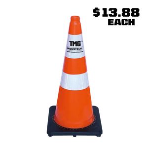 Cono Stradale Riflettente in PVC da 29 Pollici, 252 Coni con Base Quadrata da 14 Pollici, Bande Riflettenti ad Alta Intensità per Clima Caldo e Freddo TMG TC29 - Product Image 1