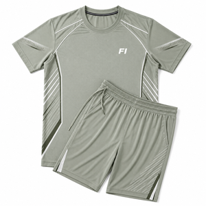 Men's Quick Dry Short Sleeve <b>T</b>-<b>Shirt</b> and Running Shorts Set Breathable Athletic Wear for Gym Training Men's <b>T</b>-<b>shirts</b> sets - Product Image 2