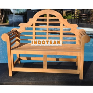 Banco de exterior de madera maciza de teca tradicional Lutyen para el hogar, jardín, patio, entrada, gimnasio y uso en el parque - Product Image 1