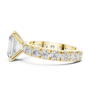 แหวนหมั้นเพชรทรงรัศมี 3 กะรัต เพชรเพาะเลี้ยงในห้องปฏิบัติการ ตัวเรือนทอง 14K ประดับเพชรแบบ Pave  พร้อมใบรับรอง IGI ระดับ VS EF เหมาะสำหรับวันครบรอบแต่งงาน - Product Image 4