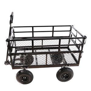 Carrello da Giardino Nero a Doppia Recinzione per Facile Trasporto di Legna da Ardere - Product Image 2