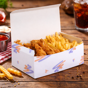 Caja de Empaque para Comida Rápida con Logotipo Personalizado Impreso |   Caja de Papel Desechable para Hamburguesas, Papas Fritas y Patatas Fritas para Llevar, Embalaje Ecológico de Bagazo - Product Image 3