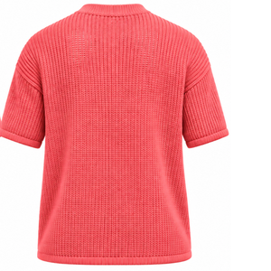 <b>Coral</b> Red Men Knitted T Shirt Short Sleeve Crew Neck Textured Casual <b>Top</b> Custom Printed Streetwear Summer Fashion Wholesale - Product Image 2