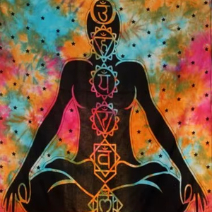 Tapisseries murales en coton à sept chakras, motif floral, taille double, pour lit, décoration murale ou de porte, par Indian Consigners - Product Image 1