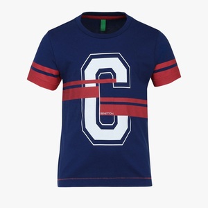 Men's <b>Navy</b> Blue Short Sleeve T-Shirt With White Letter C Print And Red Stripes Contrast Trim Casual O-Neck Design - Product Image 6