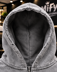 Premium Zip Up <b>Hoodie</b> Distressed <b>Grey</b> <b>Hoodie</b> Streetwear Graphic <b>Hoodie</b> Kangaroo Pocket <b>Hoodie</b> Ribbed Cuff <b>Hoodie</b> - Product Image 5