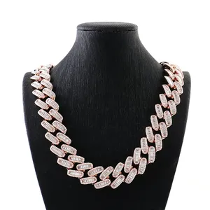 Collier à maillons Baguette Moissanite en Argent Sterling Plaqué Or/Platine, Chaîne de déclaration sertie de pierres, Bijou de mode de luxe tendance - Product Image 2