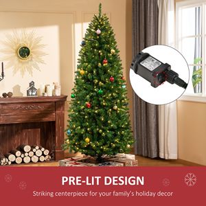Sapin de Noël artificiel pliable de 210 cm/8 pieds avec lumières LED blanc chaud pour décorations de Noël intérieures - Product Image 5