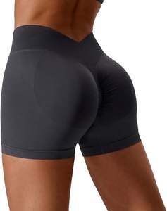 กางเกงเลกกิ้งออกกำลังกายเอวสูงสำหรับผู้หญิง กางเกงขาสั้นรัดรูปมีกระเป๋าข้าง แห้งเร็ว เหมาะสำหรับเล่นโยคะ ยกกระชับสะโพก - Product Image 5