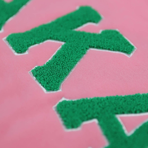 For <b>Pink</b> Winter Pullover <b>Hoodie</b> Green Chenille Embroidery Greek Sorority Women Premium Soft Eco-Friendly Casual Stylish Fit - Product Image 4