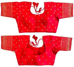 Hermosa Blusa de Seda con Bordado Zari Hecho a Mano y Trabajo Artesanal con Espejos Reales para Fiestas en Todas las Estaciones - Product Image 4