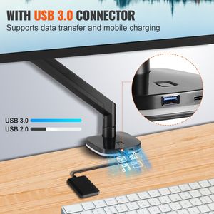 Supporto USB per Monitor Singolo con Braccio a Molla a Gas Regolabile per Schermi da 13"-35", Supporta 12 kg, Braccio per Monitor Resistente - Product Image 4