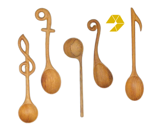 Cuchara de madera de acacia roja natural con forma de nota musical, flor y hoja, de madera de fresno de acacia de Vietnam, precio mayorista - Product Image 1