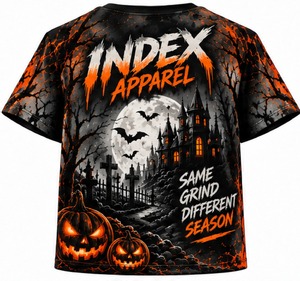 T-shirt à manches courtes pour hommes, motif citrouille d'Halloween, imprimé chauve-souris, coupe régulière, décontracté, col rond - Product Image 6