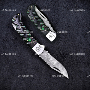 OEM ODM Folding Pocket Knife Carbon Steel Straight Edge Handmade Camping Survival Hunting Custom Sculpted Handle Manufacturer - Product Image 6