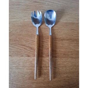 Wood <b>Salad</b> Servers Set Stainless Steel Heads Wooden Handles Eco-Friendly Dishwasher Safe <b>Salad</b> <b>Tools</b> - Product Image 1