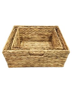 Small Foldable Water Hyacinth <b>Storage</b> <b>Basket</b> Woven Rectangle <b>Wicker</b> Style Organizer for Home & Office Under Shelf Use - Product Image 1