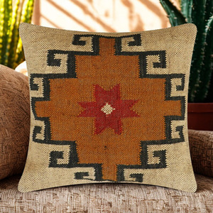 Funda de Cojín Cuadrada Personalizable de Lana y Yute Tejida a Mano con Diseño Floral Geométrico Vintage, Decoración para el Hogar y Hoteles - Product Image 5