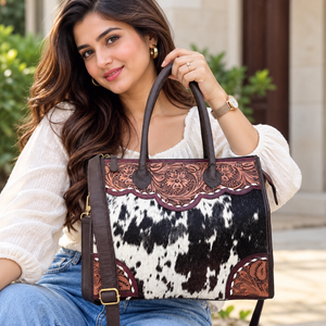 Hand Tooled Carving Leather Tote Bag Cowhide <b>Gypsy</b> Boho Vintage New Arrival Designer Handmade Cross body Shoulder Bag - Product Image 3