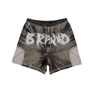 Ensembles de t-shirts pour hommes personnalisés Col côtelé avec ourlet vieilli en pierre T-shirts pour hommes Bande de taille élastique Ensemble short et t-shirts pour hommes - Product Image 5