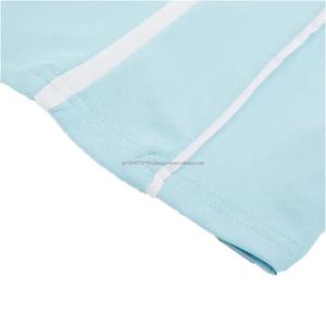 Personnalisé 100% Polyester Hommes Chemise Brodée À Manches Courtes Solide Motif Anti-Rides Smart Casual Tricoté Tissu Long 2 Pièces - Product Image 5