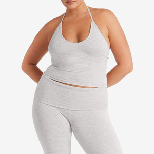 Camiseta sin mangas acanalada para mujer, elástica, informal, de verano, para fitness, descanso, de algodón suave, transpirable, ajustada, para uso diario - Product Image 6